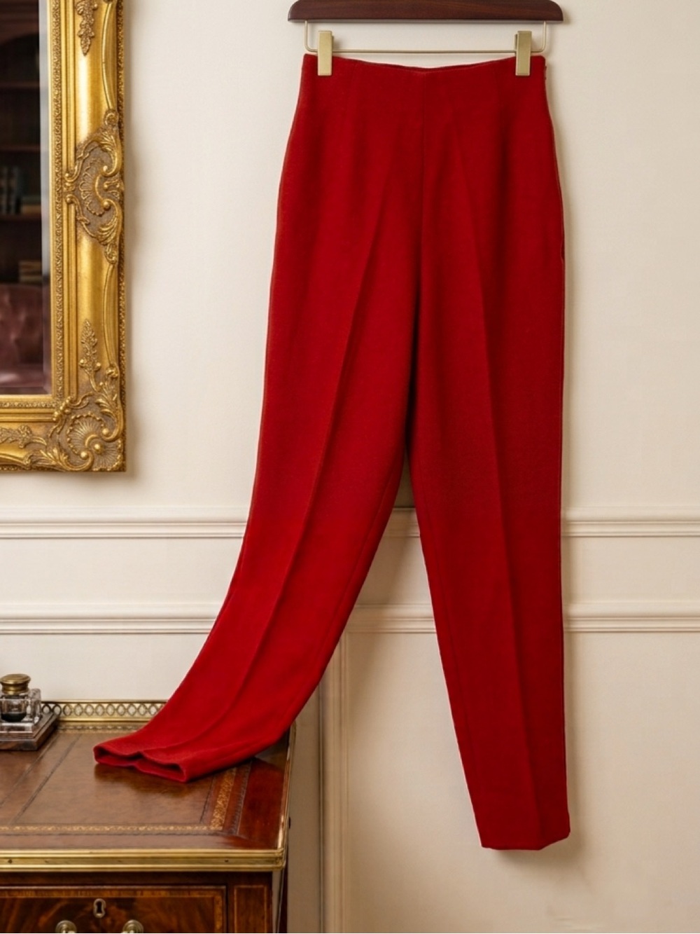 Jean Paul Gaultier Jr. 1990”s Red Wool Barrel Leg Pants Sz XXS/XS